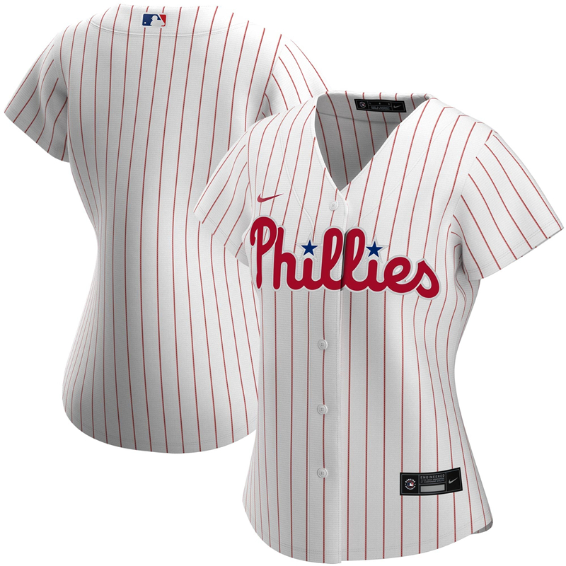 2020 MLB Women Philadelphia Phillies Nike White Home 2020 Replica Team Jersey 1->women mlb jersey->Women Jersey